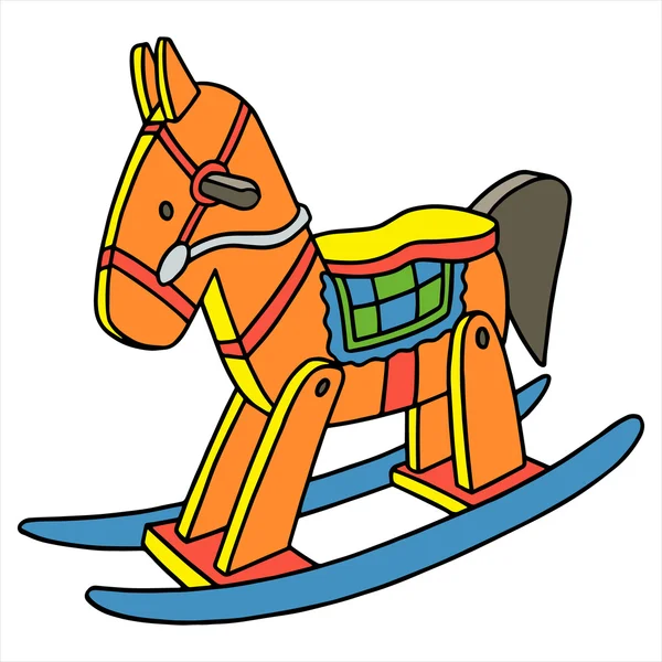 Rocking horse képregény szemléltetés elszigetelt fehér — Stock Vector