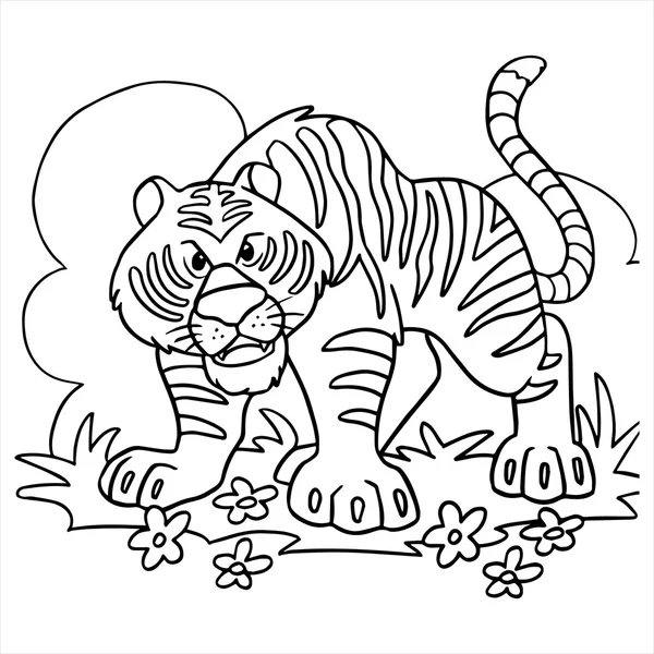 Tigre ilustración de dibujos animados aislados en blanco — Archivo Imágenes Vectoriales