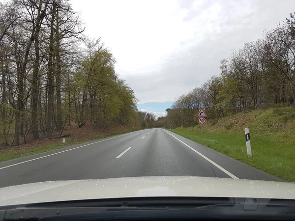 Weg Met Bomen Langs Weg — Stockfoto