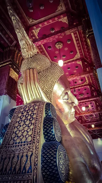 Immagine Reclinabile Buddha Che Dorata Bella Wat Mokkh — Foto Stock
