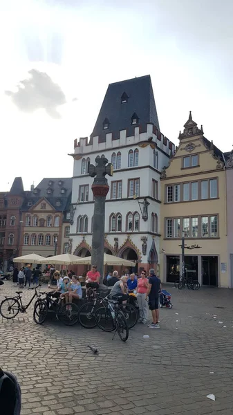 Der Schöne Historische Marktplatz Der Stadt Oder Der Hauptmarkt Trier — Stockfoto