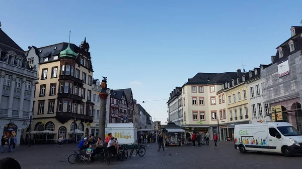 Het Prachtige Historische Marktplein Van Stad Hauptmarkt Trier Duitsland 2019 — Stockfoto