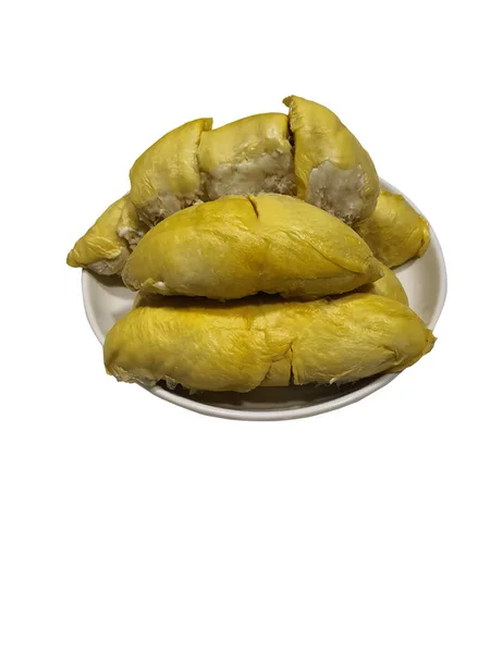 Durio Durian Soyulduğunda Meyveler Sarı Yumuşak Tatlı Lezzetlidir — Stok fotoğraf