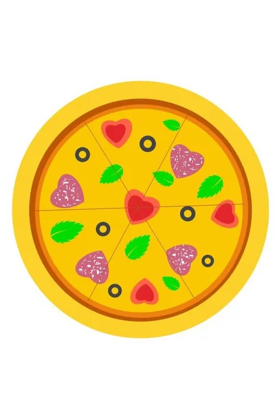 Pizza Mat Ost Italiensk Isolerad Tomat Måltid Vit Middag Pepperoni — Stock vektor