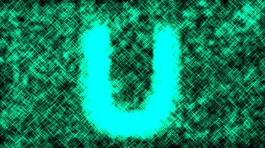 İngiliz alfabesi, siyah arkaplanda U harfi.