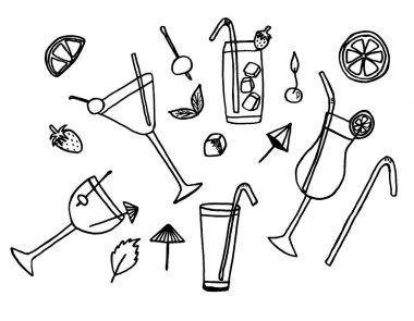 Beyaz arkaplandaki bir kokteylin vektör görüntüsü