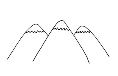 Beyaz arka planda dağlar. Seyahat broşürleri, takvimler, kartpostallar için yazdır