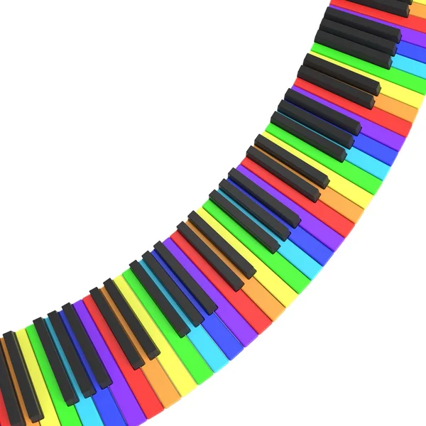 Tastiera di pianoforte in colori arcobaleno — Foto Stock