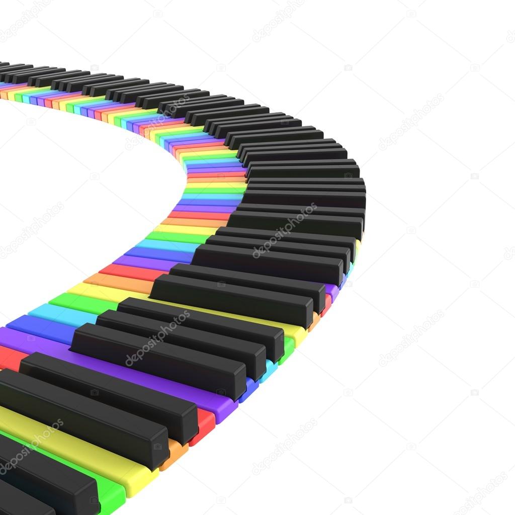 piano keyboard in rainbow colors