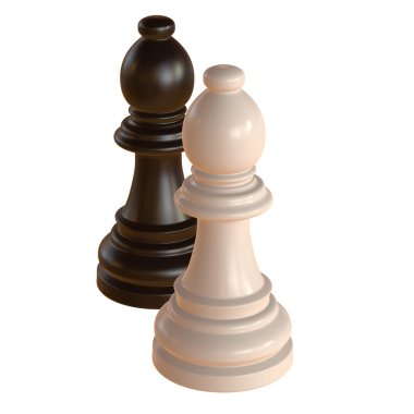 izole satranç heykelcik 3d çizim