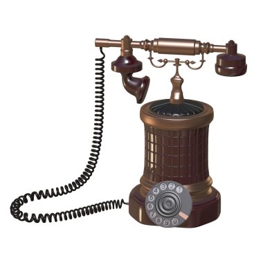 Retro style phone 3d illustration clipart