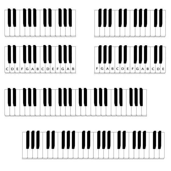 Zwart-wit piano klavier set — Stockvector