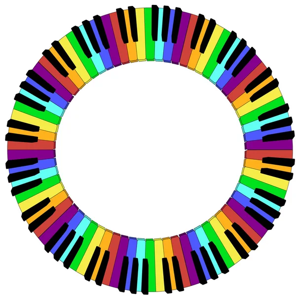 Rám kola barevné klavírní klávesnice — Stockový vektor