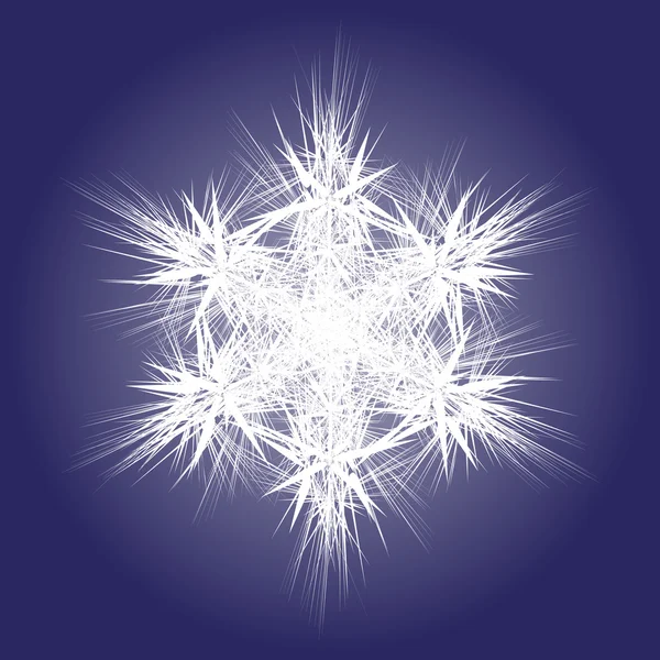 Spiky white snowflake on dark background — Stock Vector