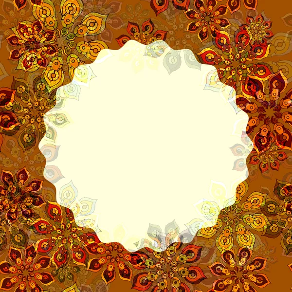 Marco decorativo cubierto de flores en naranja — Vector de stock
