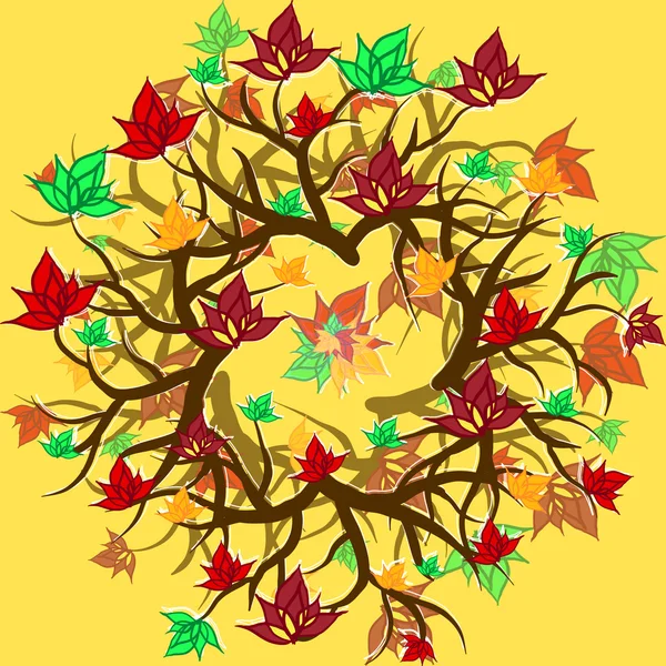 Branche d'automne avec design de feuilles — Image vectorielle