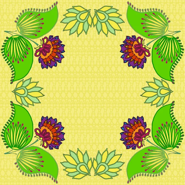Design de cartão de flores em amarelo — Vetor de Stock