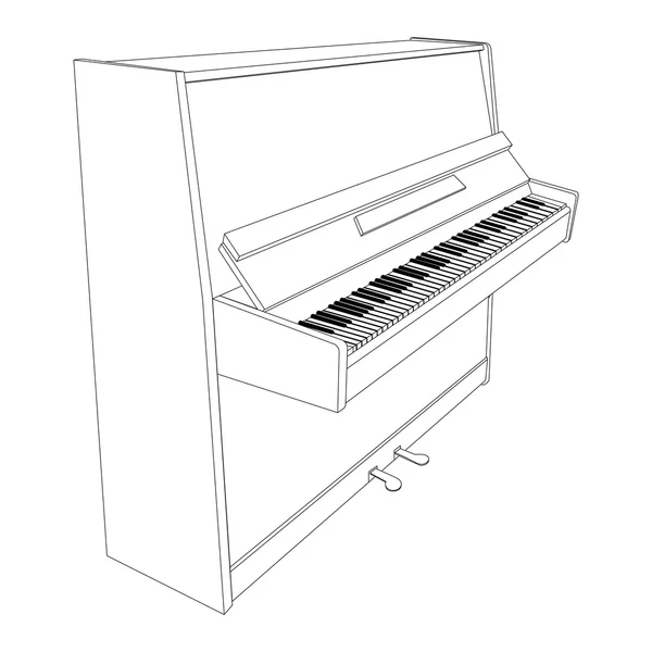 Otworzyć fortepian kontur z klawiatury — Wektor stockowy