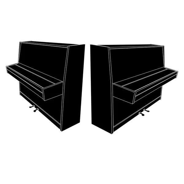 Gesloten piano silhouet met pedalen — Stockvector