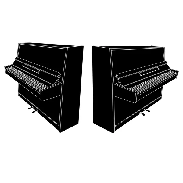 Silhueta de piano aberta com teclado — Vetor de Stock