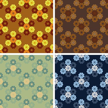 kesintisiz geometrik çiçek deseni kümesi