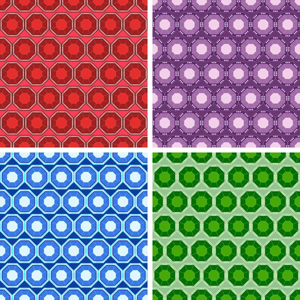 Seamless octagon pattern set — Stock Vector