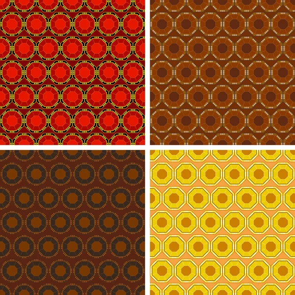 Seamless octagon pattern set — Stock Vector