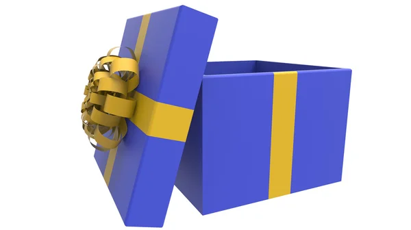 Colored gift box in yellow and blue — Stock Photo, Image