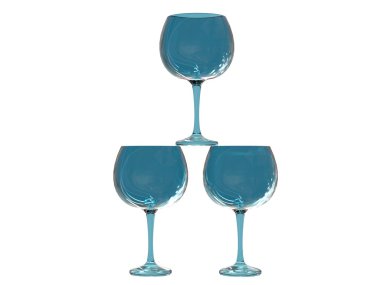  Üç bardak mavi tonlarda ayarla