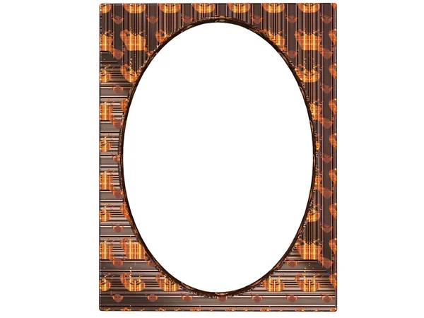 Marco fotográfico ovalado texturizado 3d renderizado en marrón —  Fotos de Stock