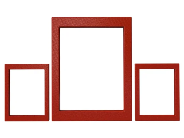 Sada tří tvarovaných rámečky v červené barvě — Stock fotografie