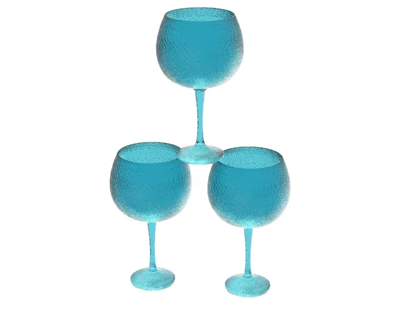 Textured three glasses set in blue tones — Stock Photo, Image