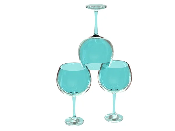 Three glasses set in blue tones — Stock Photo, Image
