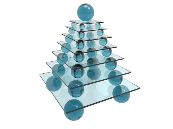 Pyramide abstraite en trois dimensions en bleu — Photo