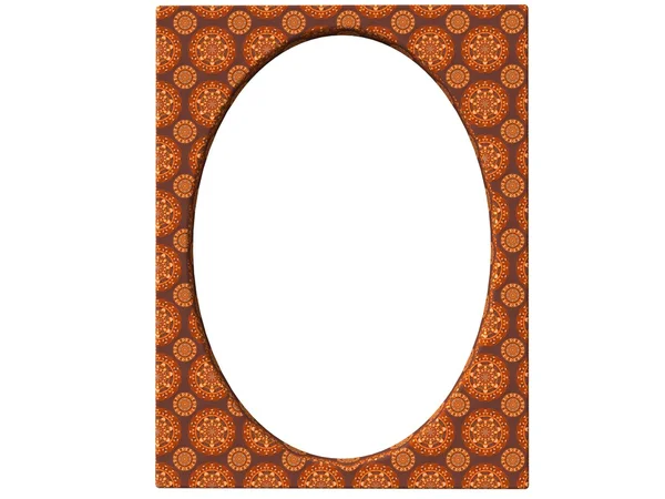 Textured oval photoframe 3d render in brown — Stock Photo, Image