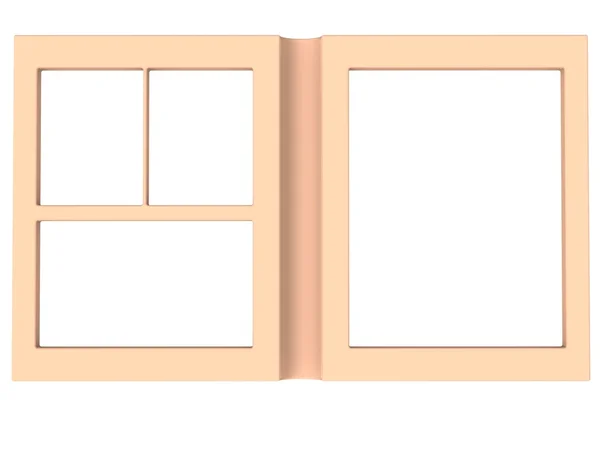 Folding photoframe book render in light tones — Stock Photo, Image