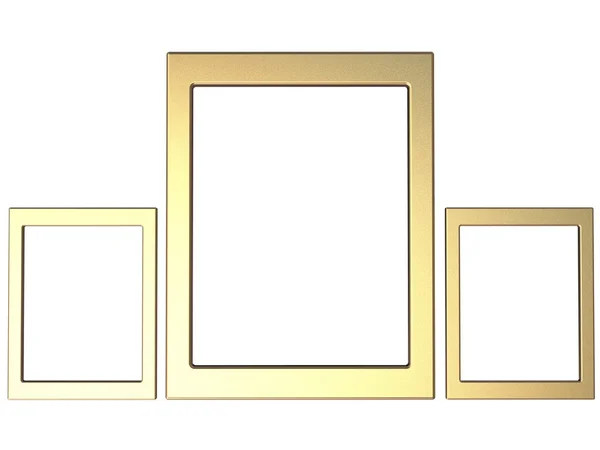 Drie getextureerde iphotoframes ingesteld in goud — Stockfoto