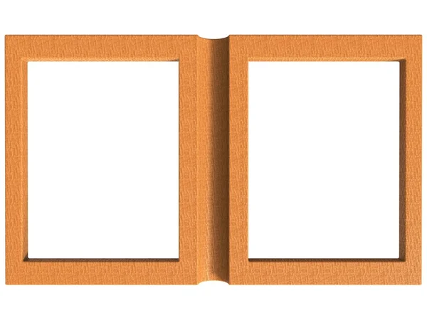 Διπλώνοντας photoframe βιβλίο καθιστούν σε ξύλινοι τόνοι — Φωτογραφία Αρχείου
