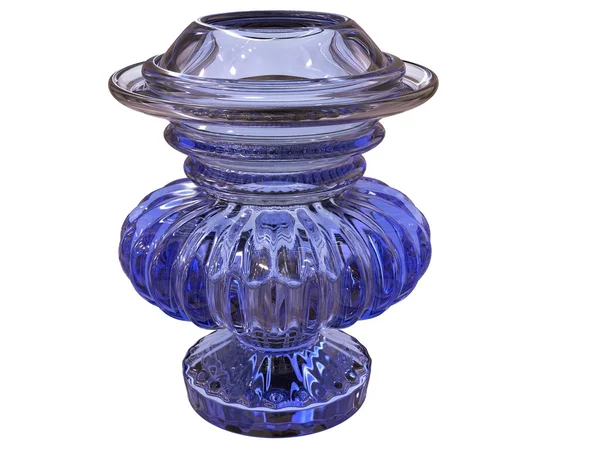 Стеклянная ваза 3D рендеринг в голубом дизайне — стоковое фото