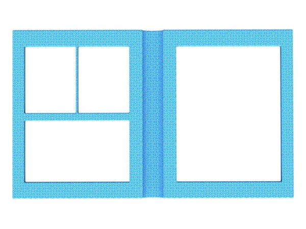 Livre photoframe pliant texturé rendu en bleu — Photo