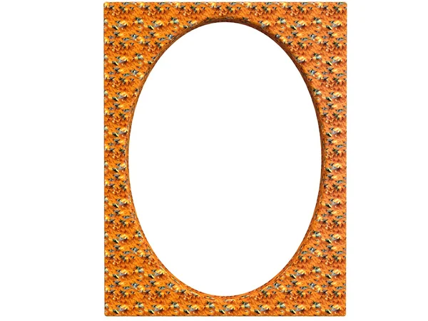 Текстурированная овальная фоторамка 3d рендеринг в оранжевом — стоковое фото