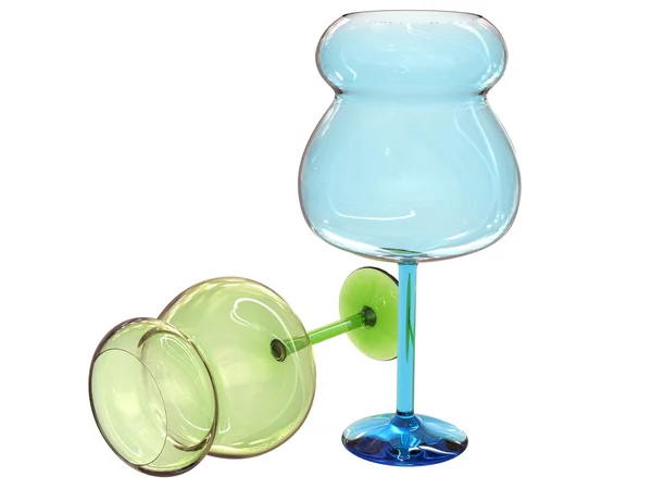 Jogo de dois copos em azul e verde — Fotografia de Stock