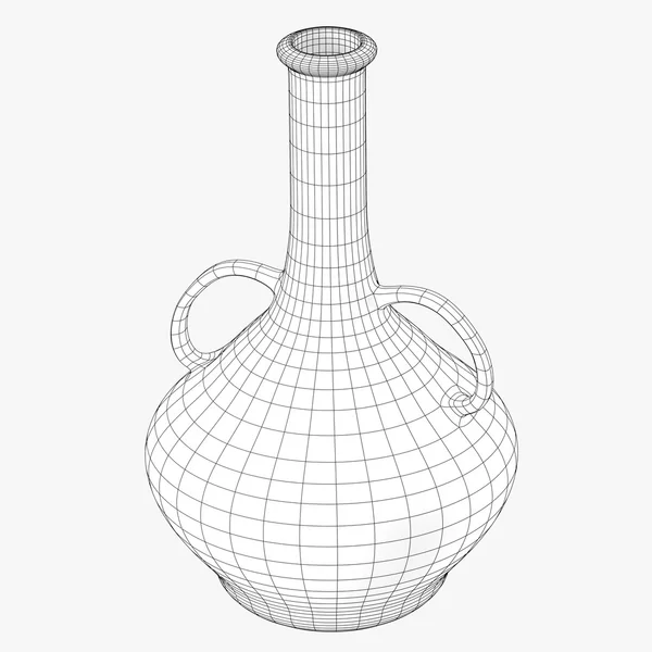 Oriental jar black and white wireframe image — Stock Photo, Image