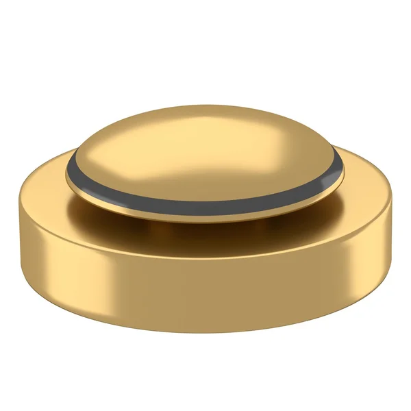 Reflektierender goldener Knopf mit schwarzer Basis — Stockfoto
