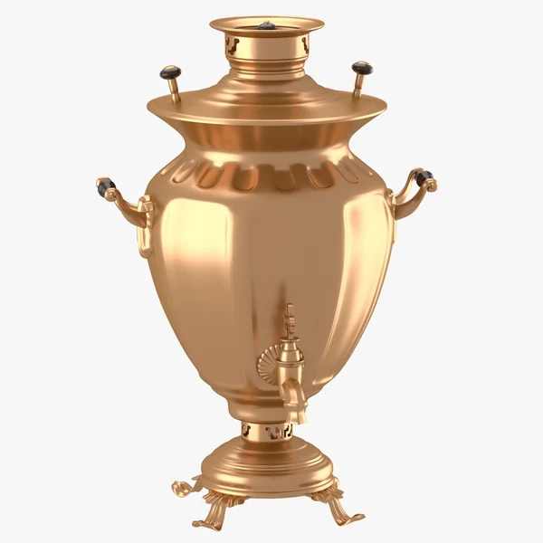 Decorated samovar with black handles — Stock Photo, Image