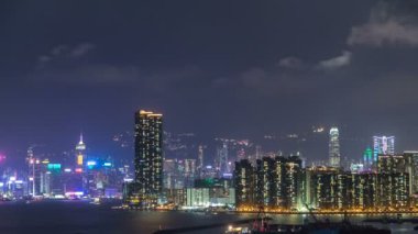 «Ana sayfa» görünümü gece Hong Kong kowloon bay şehir timelapse görüntülemek