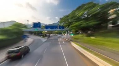 Bir Hong Kong sokak görünümü timelapse üstü açık turistik otobüs Hong Kong Adaları turne sırasında