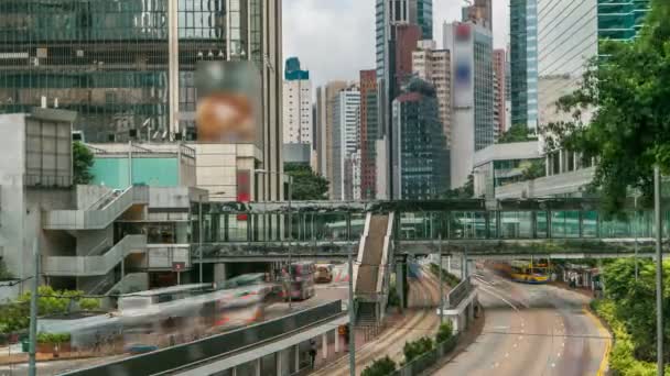 Hong Kong forgalom timelapse a központi District of Hong Kong. — Stock videók