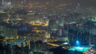 Fei ngo shan Kowloon Tepesi gece zaman çizelgesi Hong Kong şehir manzarası gökyüzü.