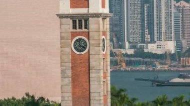 Rıhtımda Saat Kulesi Kowloon timelapse hyperlapse
